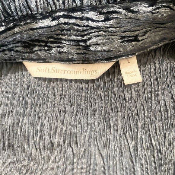 Soft Surroundings Maxime Button Front Velvet/Velour Crinkle Shirt Dress Size L - Picture 11 of 13